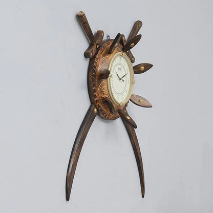 Grand Handcrafted Solid Wood Wall Clock (30" x 16")