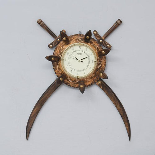 Grand Handcrafted Solid Wood Wall Clock (30" x 16")